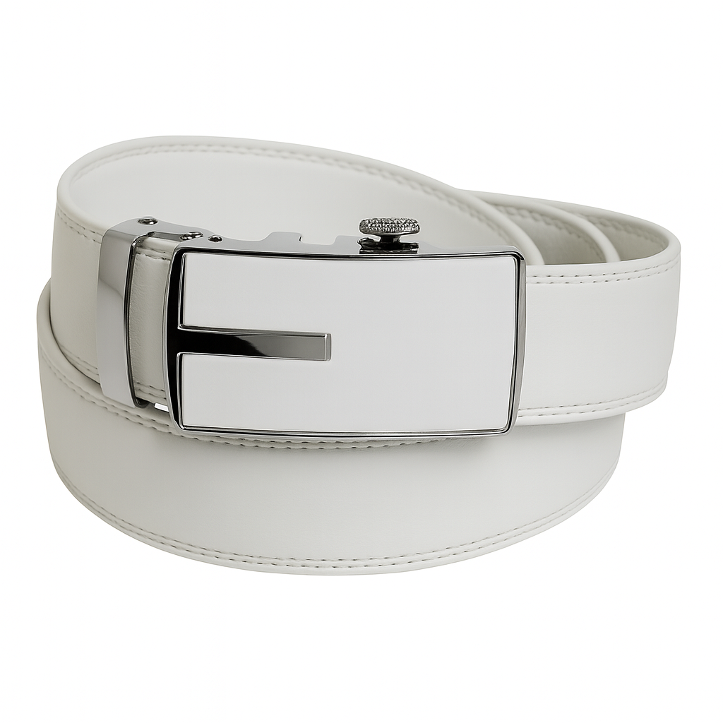 Ceinture Cuir et Boucle Automatique Chromée PIOTR