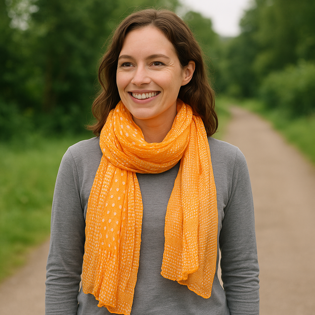 Chèche orange à pois