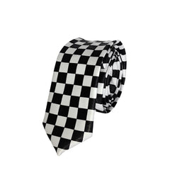Cravate Slim Carreaux Noir et Blanc