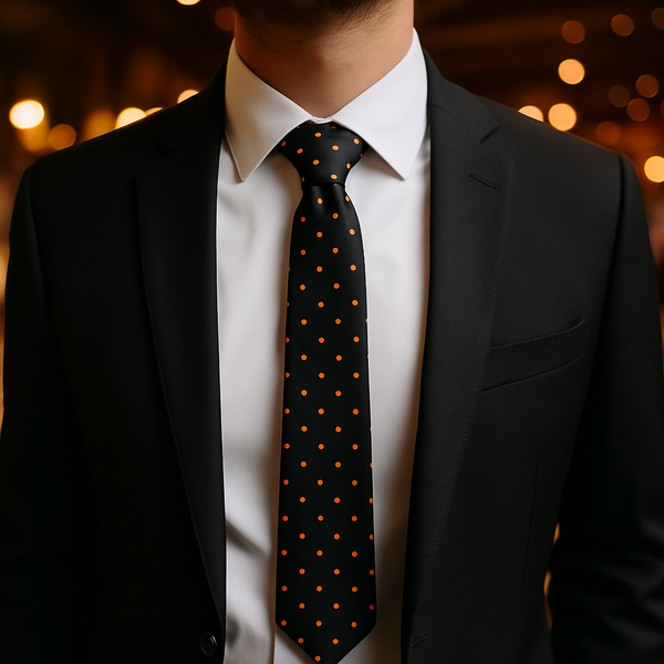 Cravate Slim à Motifs Cœurs Orange