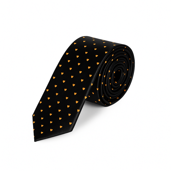 Cravate Slim à Motifs Cœurs Orange