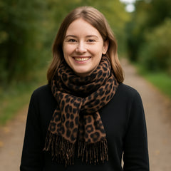 Écharpe léopard avec franges