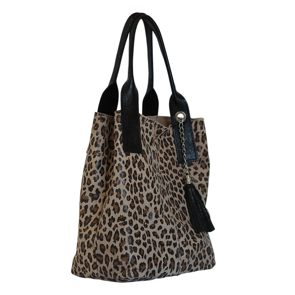 Sac cabas cuir léopard TYPHAINE