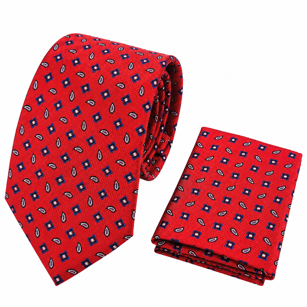 Cravate et pochette MIO en soie ROUGE
