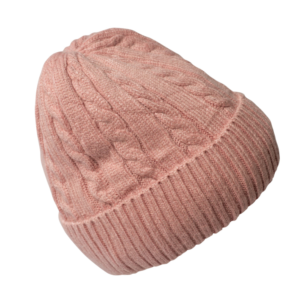 Bonnet Fait Main Artisanal Pour Femme - Tons Beige Et Rosé, Très Doux (laine/acrylique) - Taille Unique