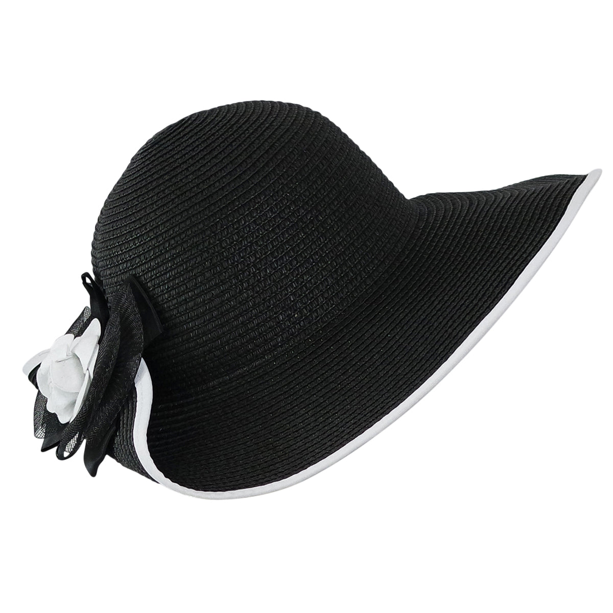 Chapeau capeline grosse fleur