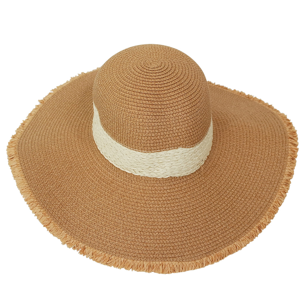 Chapeau Capeline Ancien En Paille - Taille Unique - Couleur Jaune - Vintage Fabriqué En France