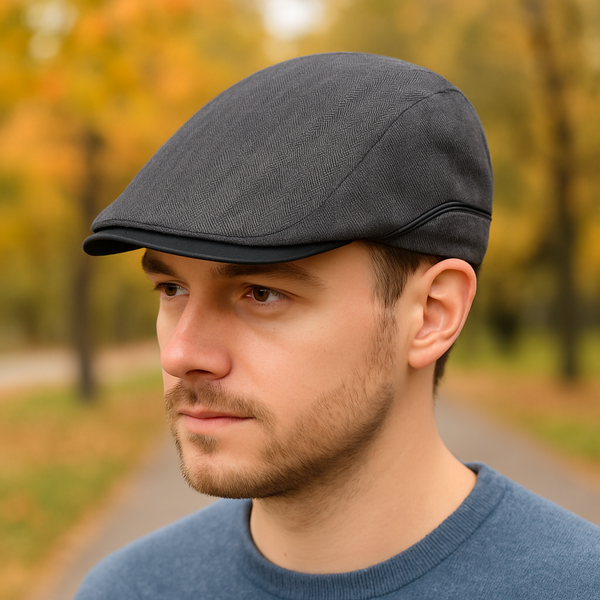Casquette plate en tweed à chevrons HENRY