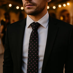 Cravate Slim Homme Motifs Cœurs Roses – Cravate Fine Élégante