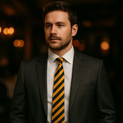 Cravate Slim Rayures Noires et Dorées