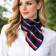 Carré de Satin France 55x55 cm – Foulard Élégant Bleu Blanc Rouge