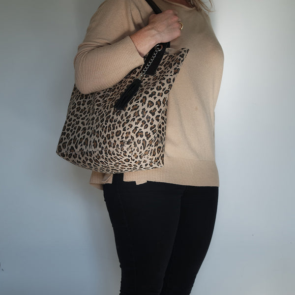 Sac cabas cuir léopard TYPHAINE