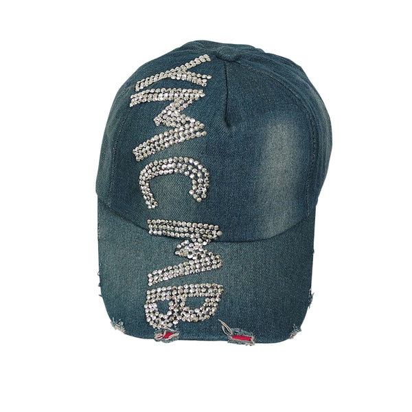 Casquette blue jean's strassée