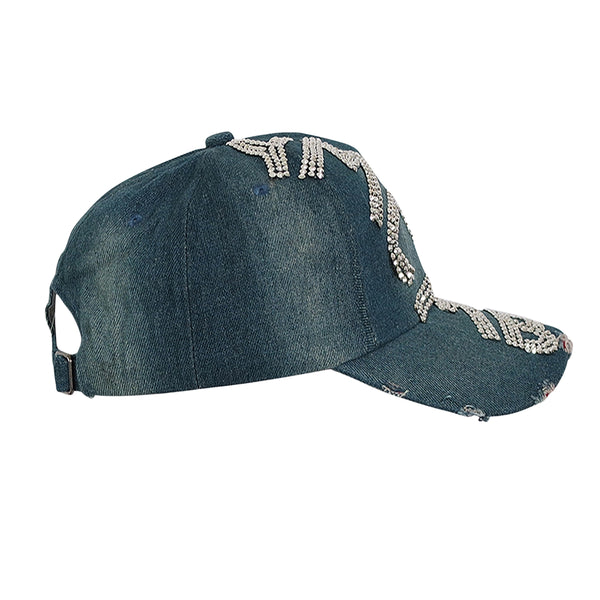 Casquette blue jean's strassée