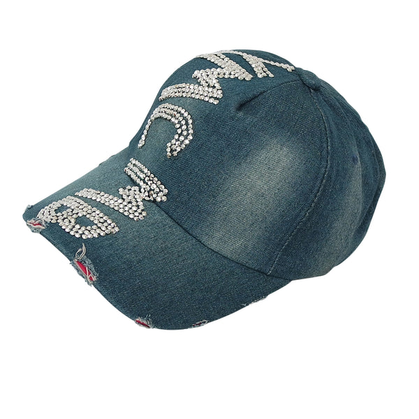 Casquette blue jean's strassée